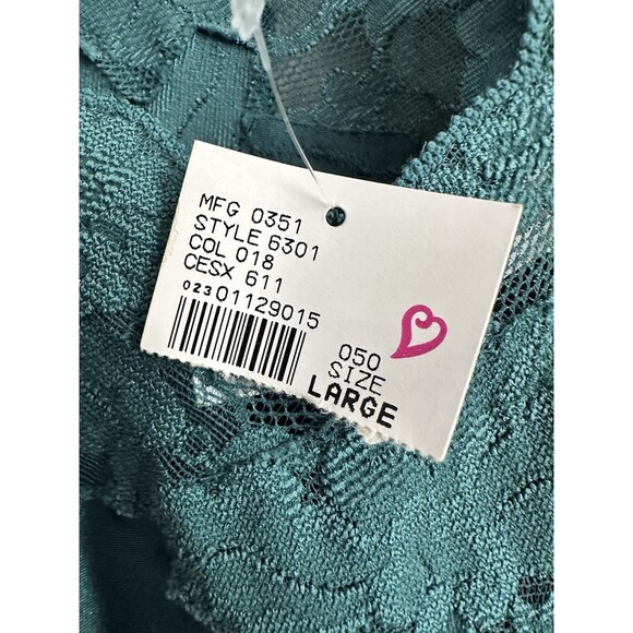Victoria’s Secret Vintage  Satin Long Slip Dress Lace Cami L New Deadstock Green - Picture 5 of 6